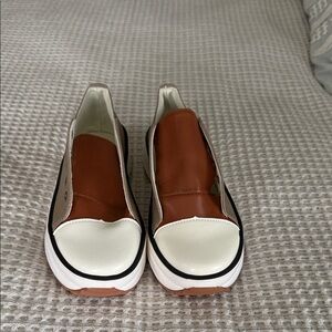 Women’s Slip-On Platform Sneakers in Brown and White Size 38